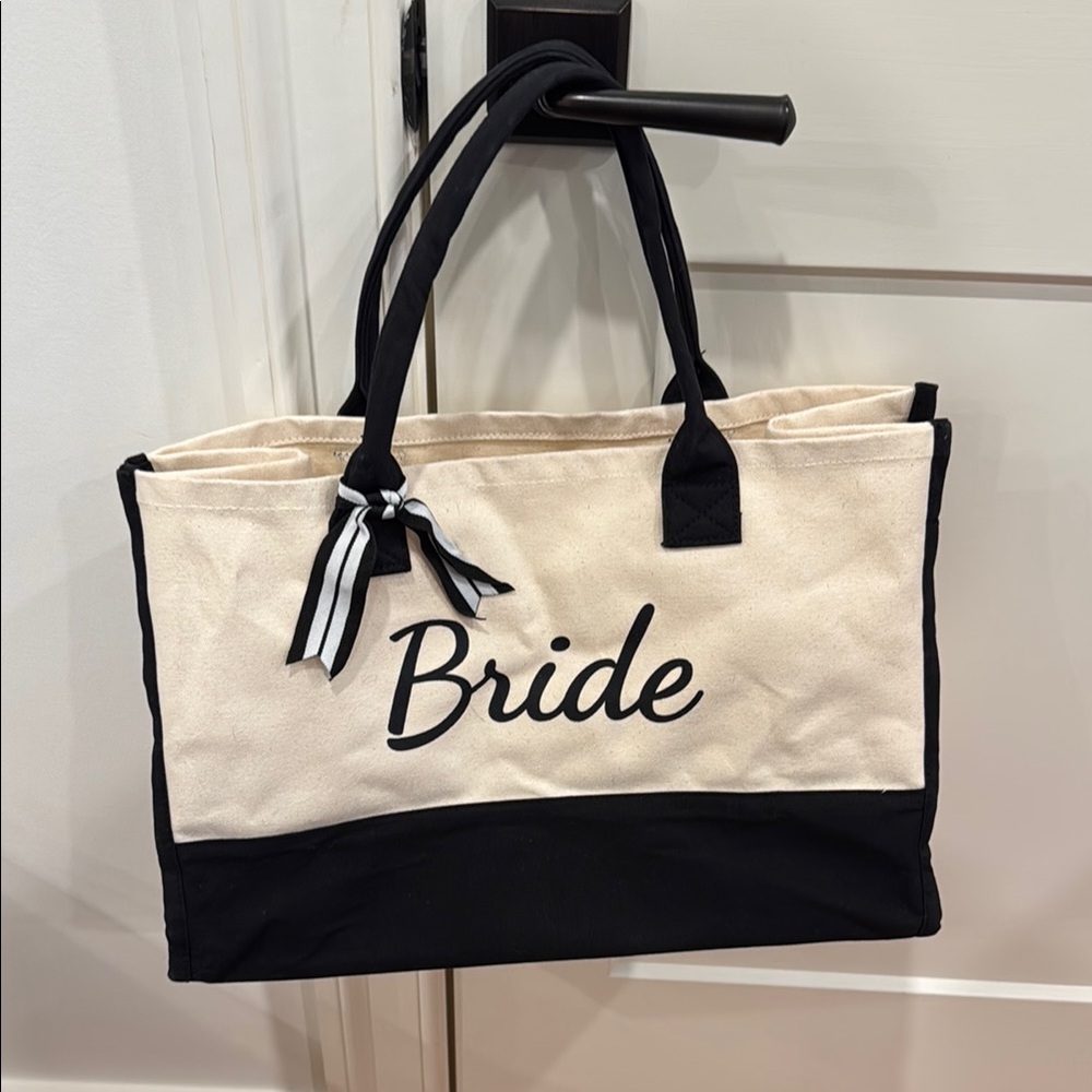 Bride Bridal Black and Cream Tote Bag